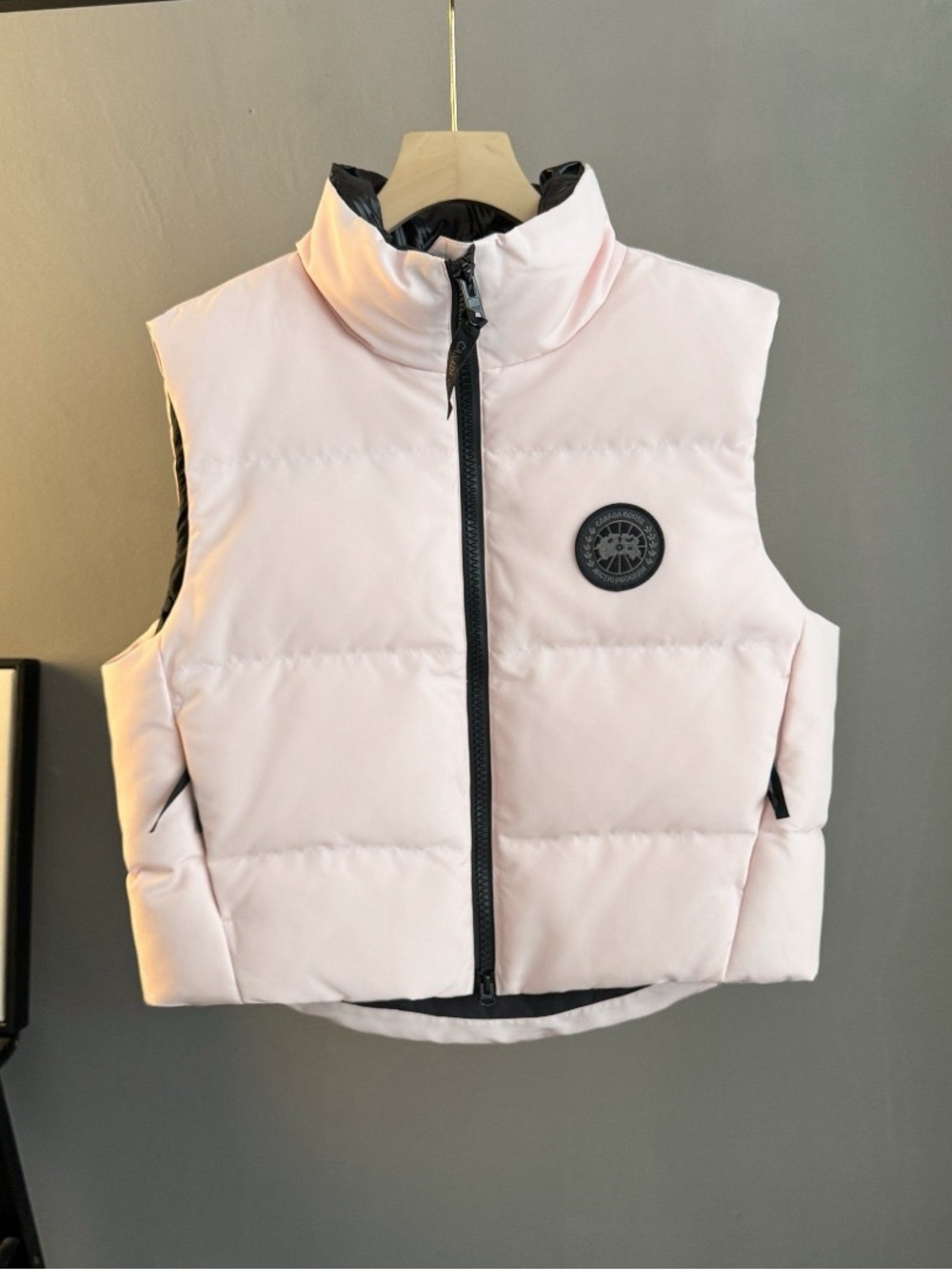 ❤️Canada Goose Grandview Light Pink Black Label Short Sleeve Down Jacket